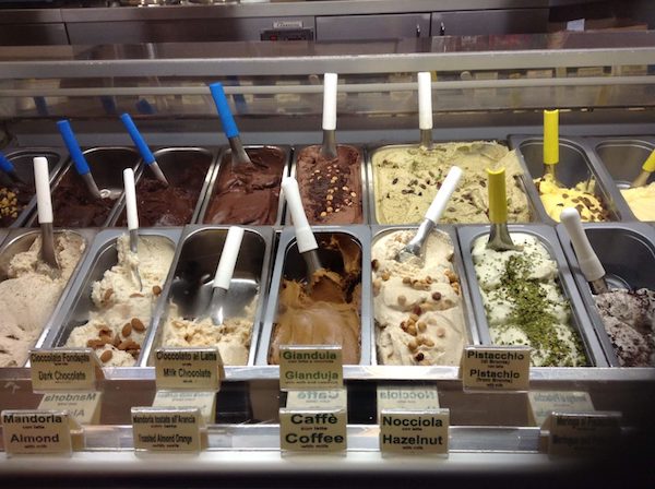 italian gelato in traditional gelato shop in Rome