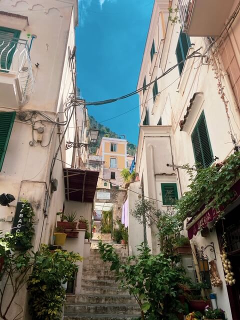 Detail of road with steps in Amalfi Town