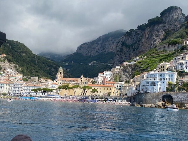 Amalfi town view from the water