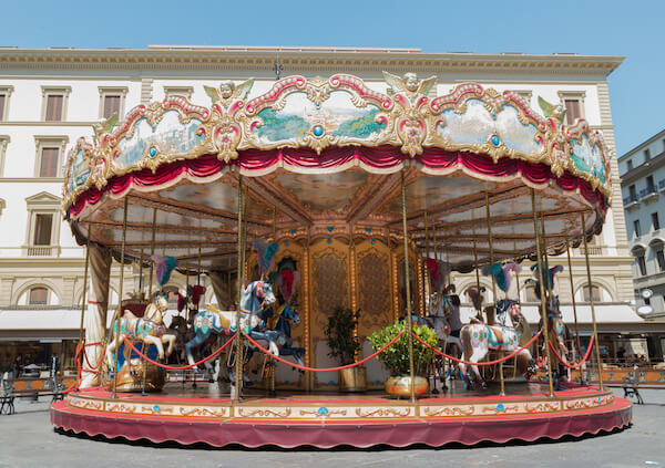 Piazza della Repubblica carousel: a favorite stop when visiting Florence with kids