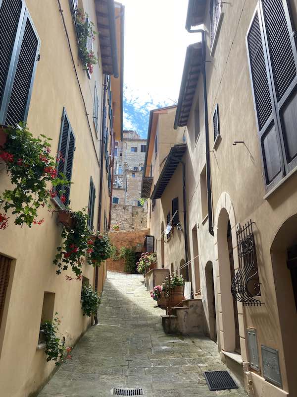 steep but pretty street in Montepulciano