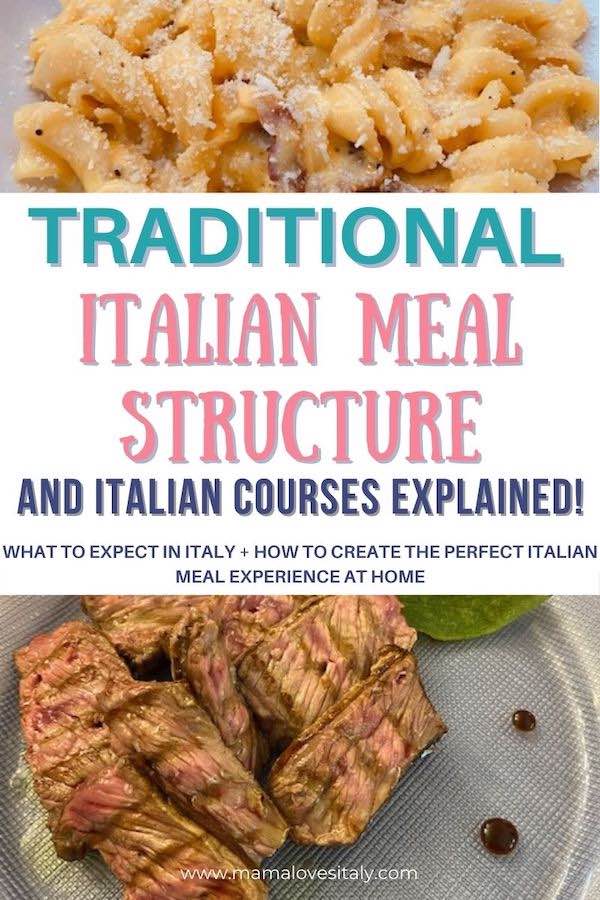 Traditional Italian meal structure image for pinterest