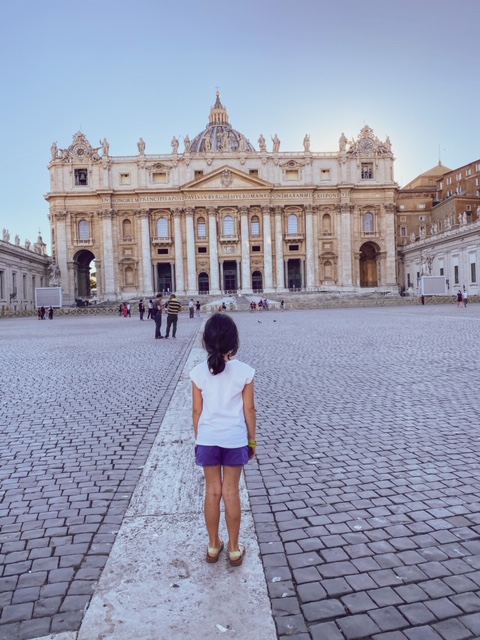Rome with kids: girl in Vatican Square