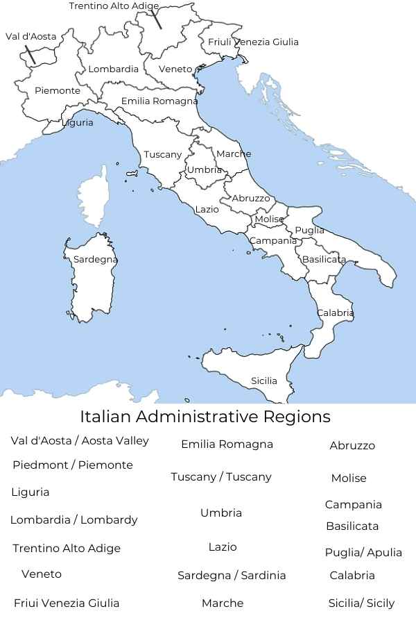 map of Italian regions