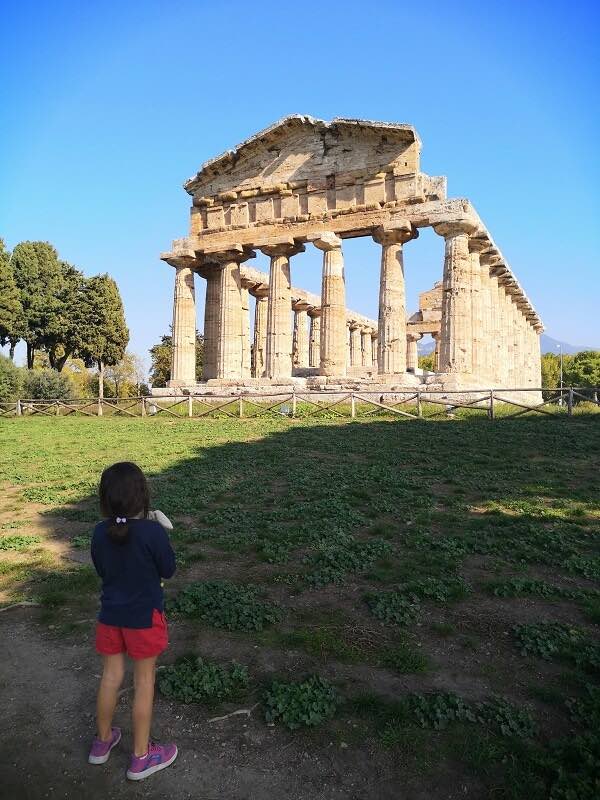 My daugher in paestum in late october