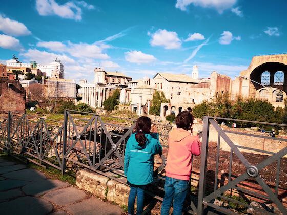 Roman forum Italy acrchaeological site with kids