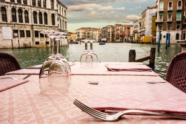 dinner table set in Venice