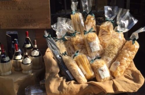artisan pasta and wine in italian shop