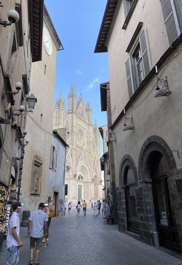 street of orvieto with duomo in the distance
