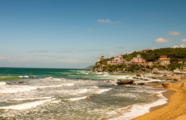 view of beach in Castiglioncello Italy