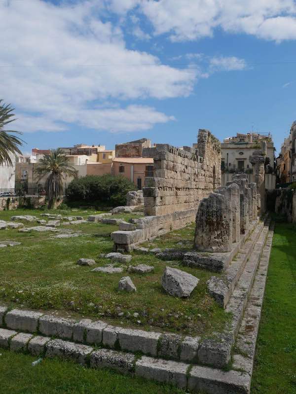 Ruins of temple of Apollo in Ortigia, Siracusa, Sicily