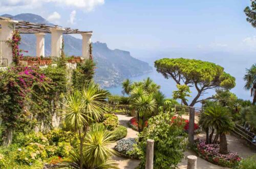 Ravello itay in spring: panoramic garden with seaview