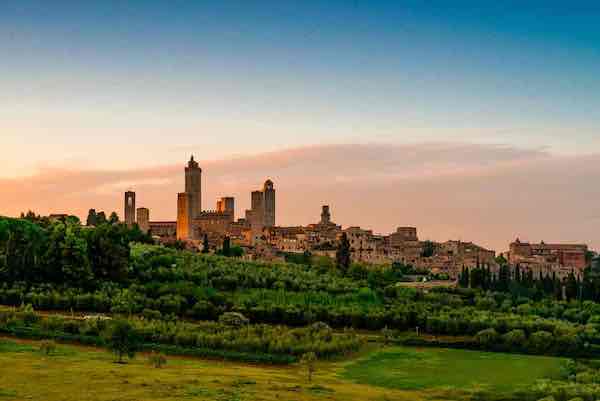 San Gimignano skyline at sunset