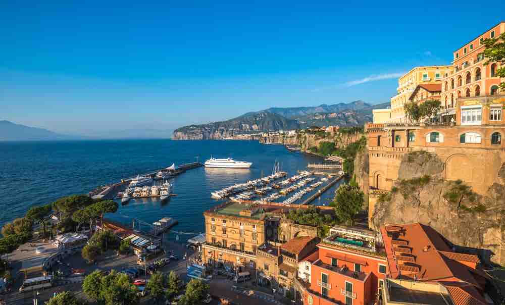 view of Sorrento with sorrento port in the distance