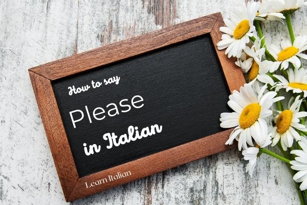blackboard with written: how to say please in Italian