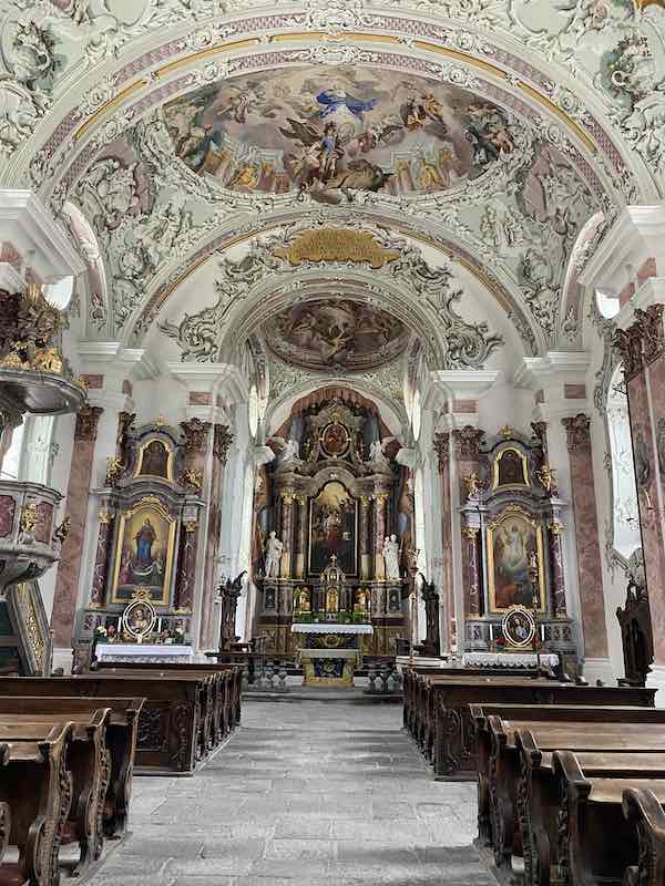 The Baroque interior of the church of San Michele in San Candido Italy