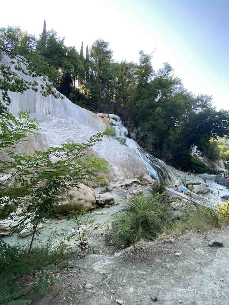 The 'white whale' rock formation at the free springs in Bagni San Filippo Val d'Orcia