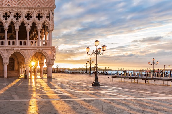 Doge's Palace at sunset, Venice, Italy.