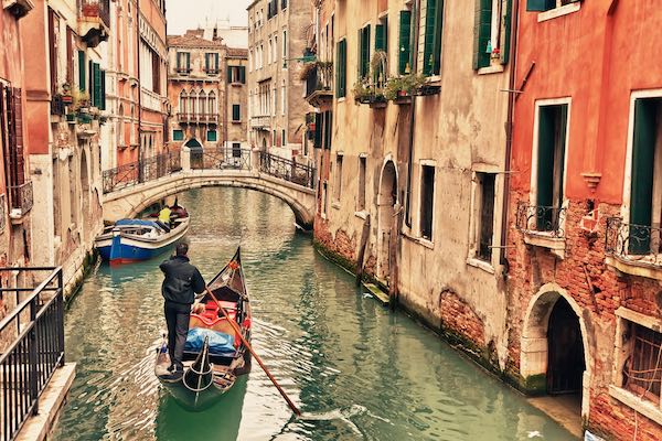 canal in Venezia with gondola