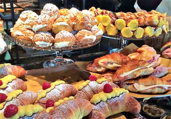 Italian breakfast buffet with sweet and savory treats