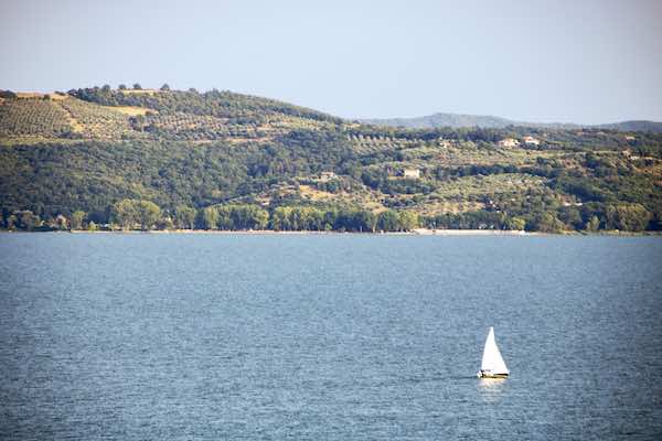 Lake Trasimeno in Umbria with sailingboat 