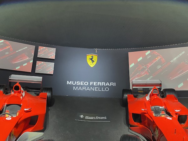 Victories room inside the Ferrari Museum in Maranello with F1 Ferrari cars on display