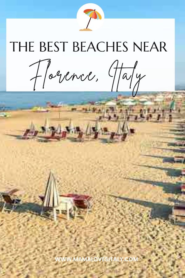 Image of beach in Marina di Pietrasanta with overlay text: the best beaches near Florence Italy