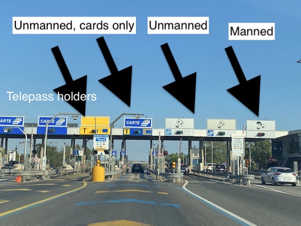 italian toll road booths and signs