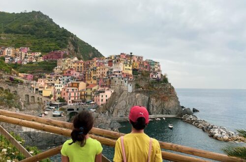 Children in Manarola looking at the view