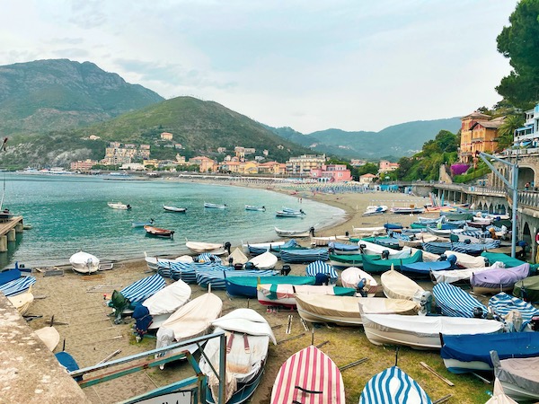 View of Levanto with boats in the foreground