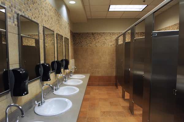 lavatory sinks in public restroom