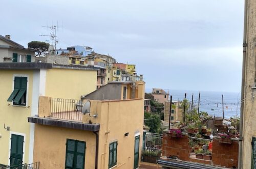 Corniglia houses with sea as a backdrop