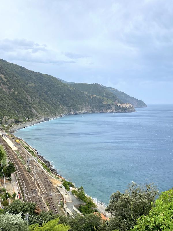 View of Corniglia train station from up the town