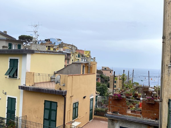Corniglia houses with sea as a backdrop