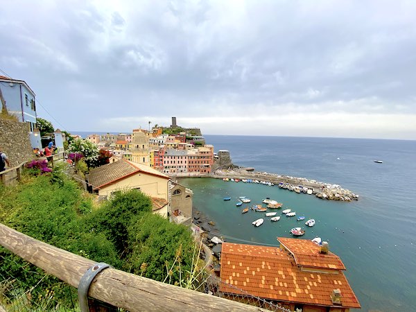 View of Vernazza from hiking trail