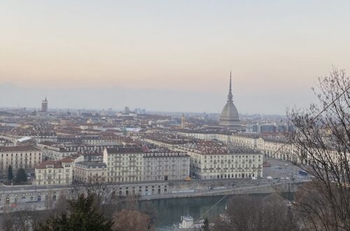 Vire of Turin Torino at sunset