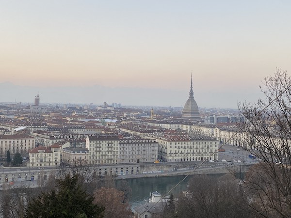 Vire of Turin Torino at sunset