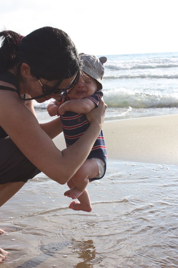 My baby and I on a  beach in Italy 