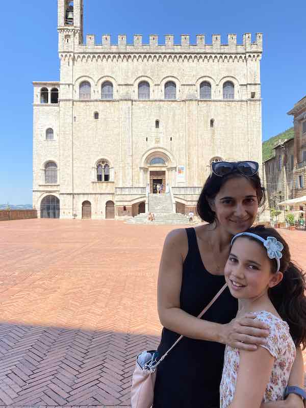 me and my daugther in Gubbio, with sunglasses and a hair band