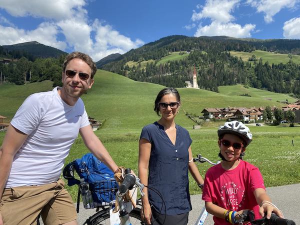our family cycling in Italy Dolomites