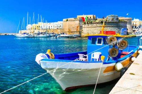 Colorful boat in Gallipoli Puglia