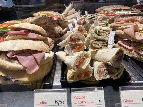 sandwiches in sandwich shop in Florence