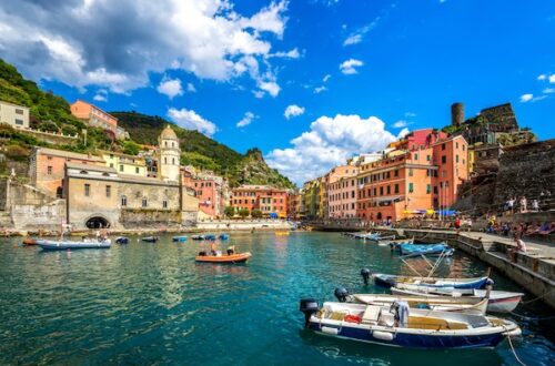 View of the port of Vernazza in Cinque Terre