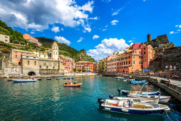 View of the port of Vernazza in Cinque Terre