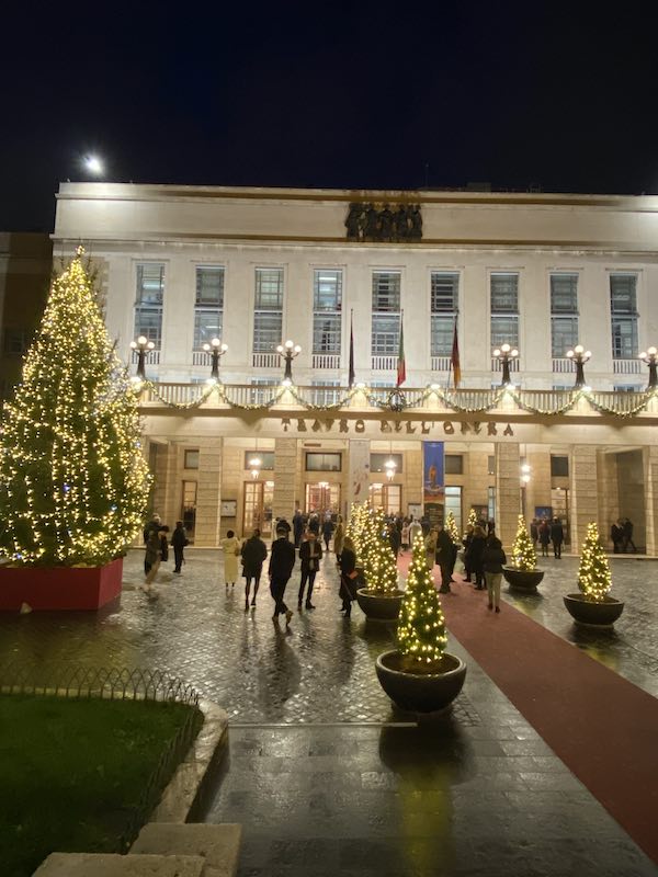 Rome Opera House at Christmas with luminaries